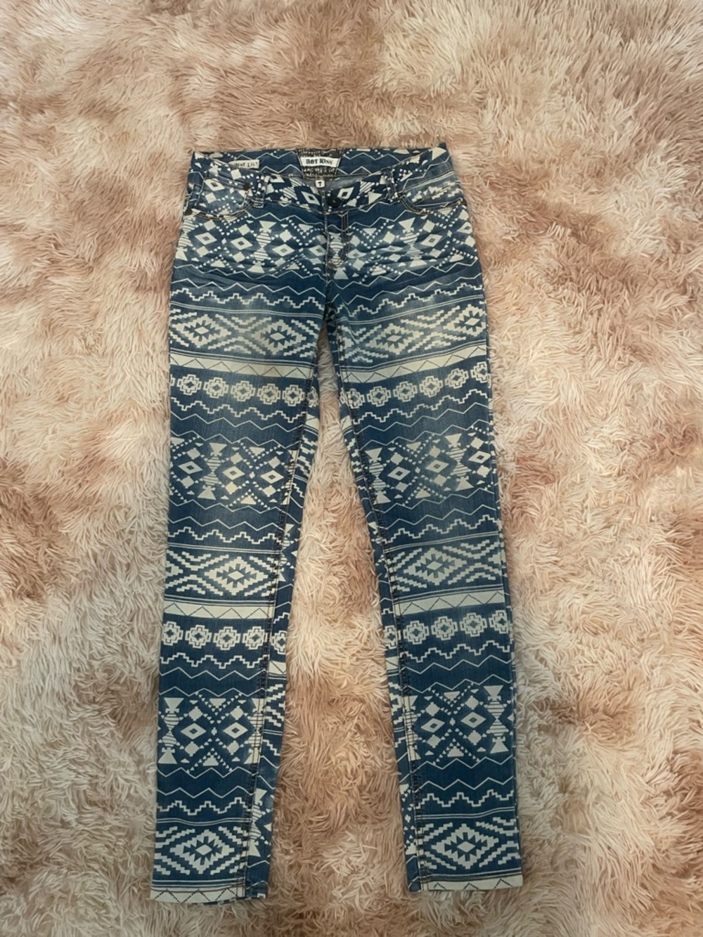Hot Kiss Navy and Ivory Aztec Skinny Jeans